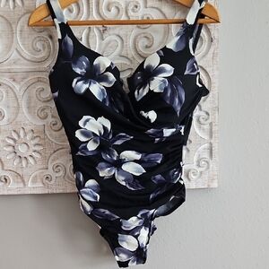 Miraclesuit Black and White Floral Swimsuit